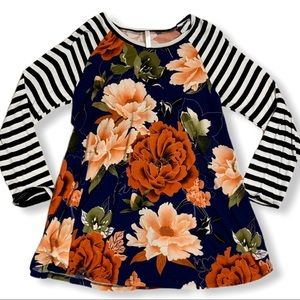 GUC flowered tunic w/stripe sleeves by Watermelon